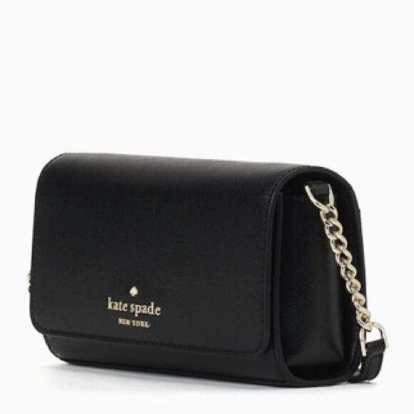 KATE SPADE Staci Small Flap Leather Crossbody in Black - Picture 1 of 15